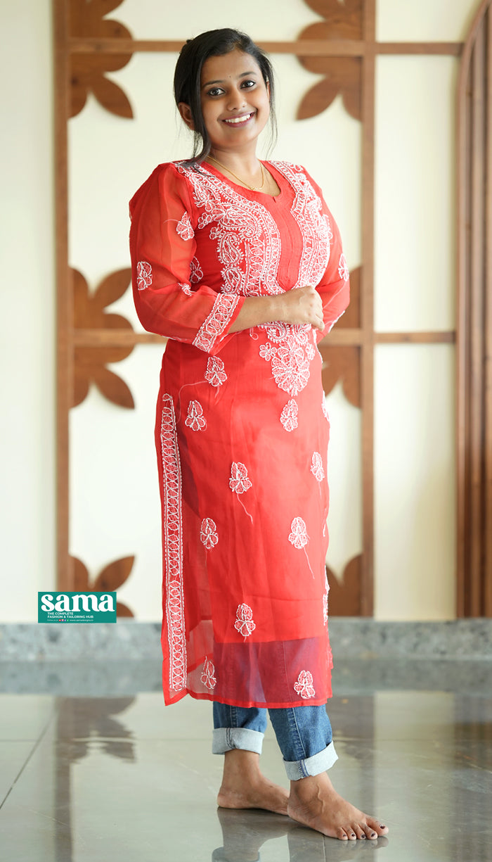 Chikankari Long Kurti