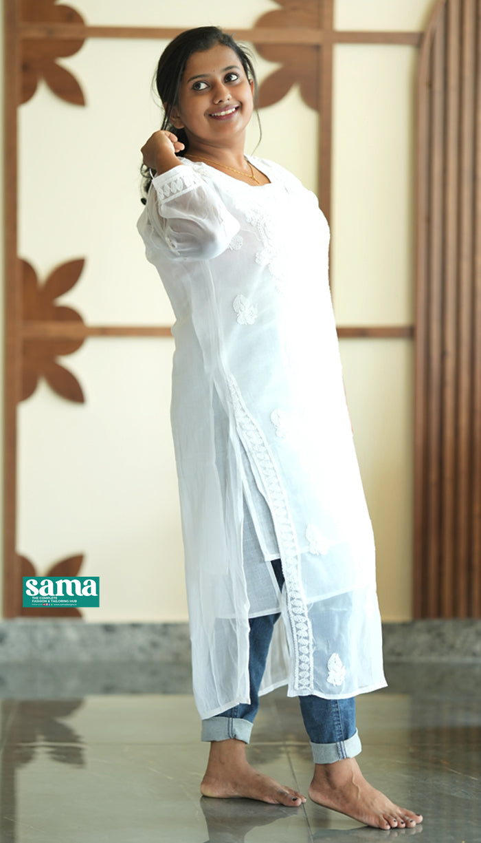 Chikankari Long Kurti