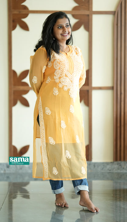 Chikankari Long Kurti