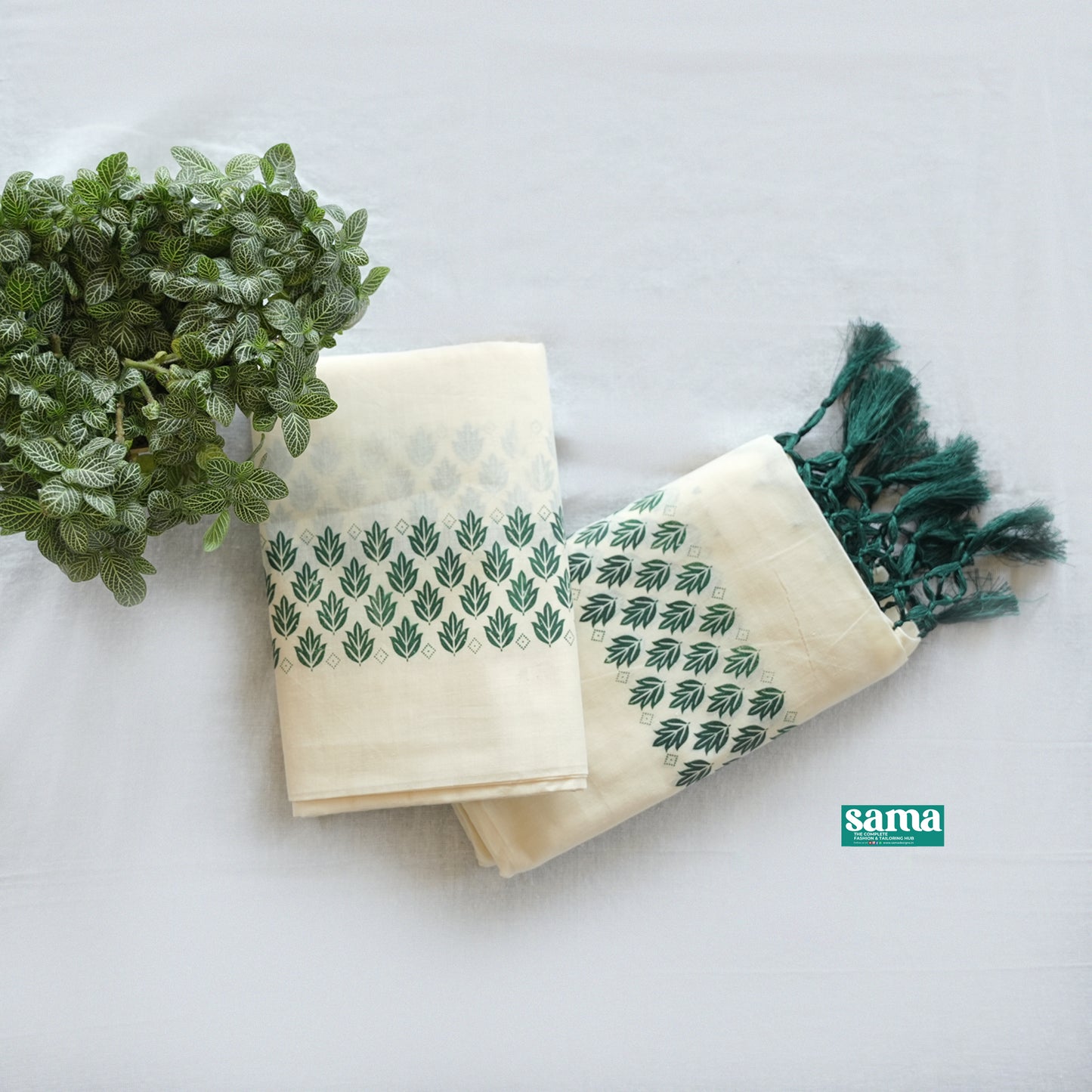 Leaf Print Set Mundu for Women | Elegant Kerala Traditional Wear
