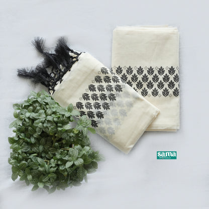Leaf Print Set Mundu for Women | Elegant Kerala Traditional Wear