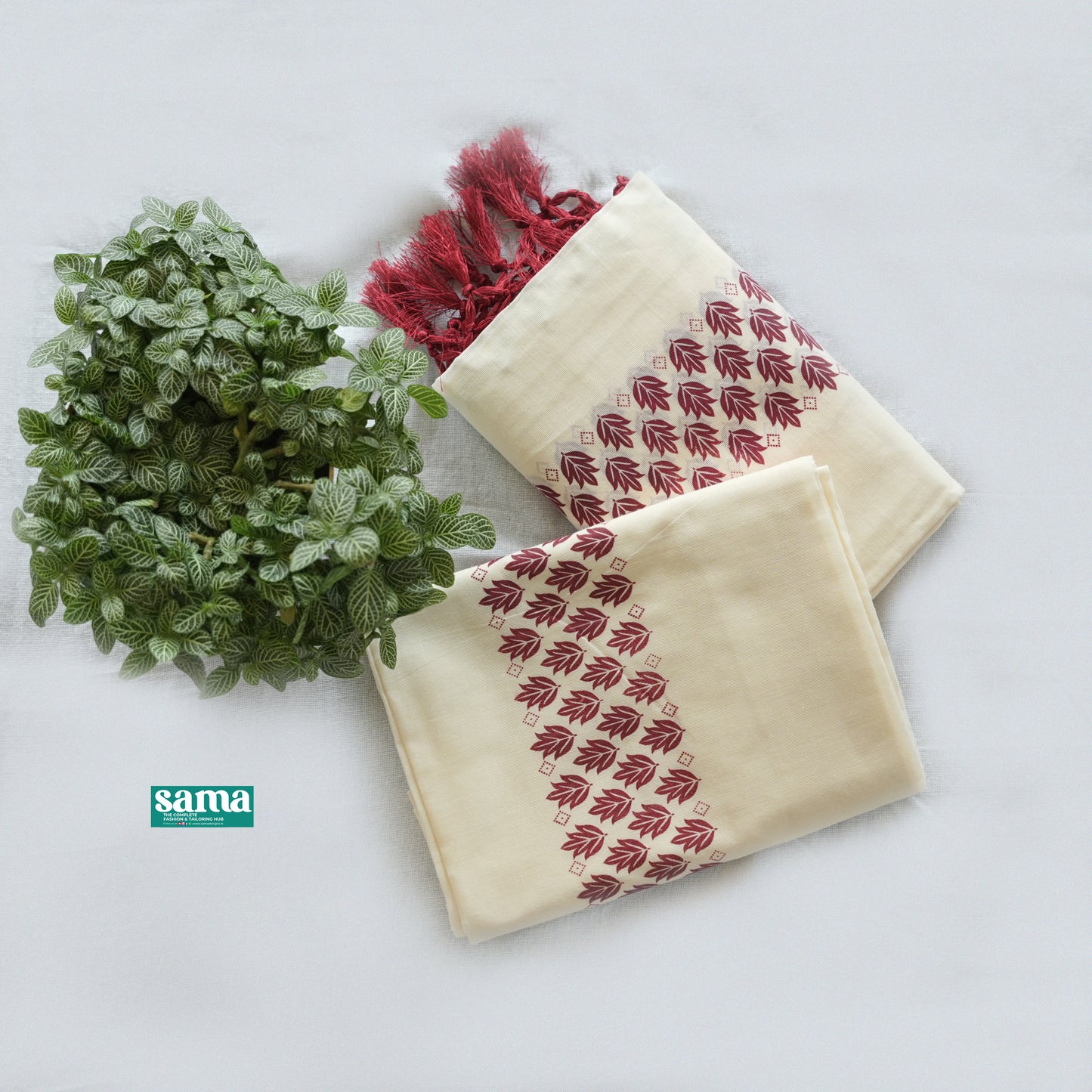 Leaf Print Set Mundu for Women | Elegant Kerala Traditional Wear