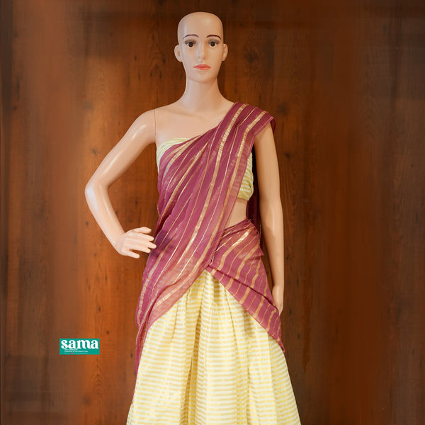 Kerala Cotton Dhavani Set Semi-Stitched for Women | Traditional Half Saree Set