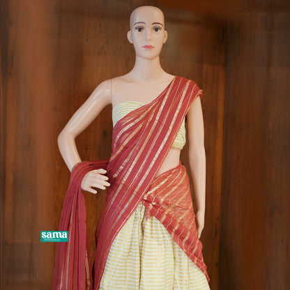 Kerala Cotton Dhavani Set Semi-Stitched for Women | Traditional Half Saree Set