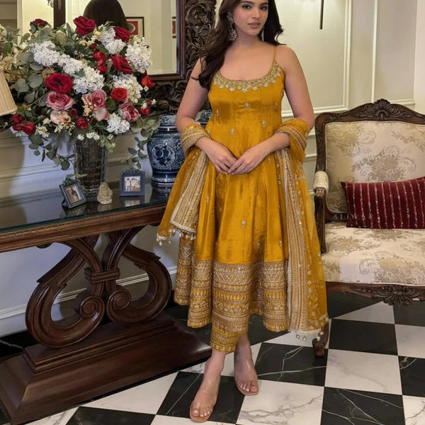 Alveera Premium Quality Mustard Yellow Suit Set