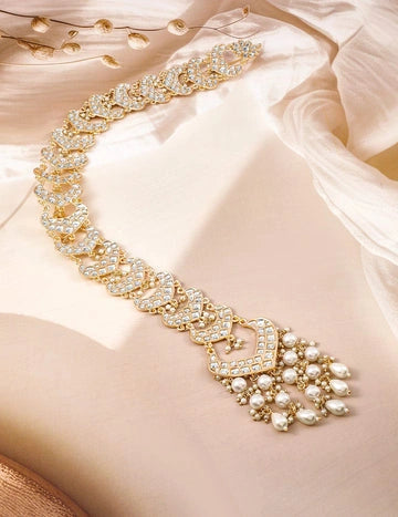 Golden Beaded Traditional Long Necklace Set